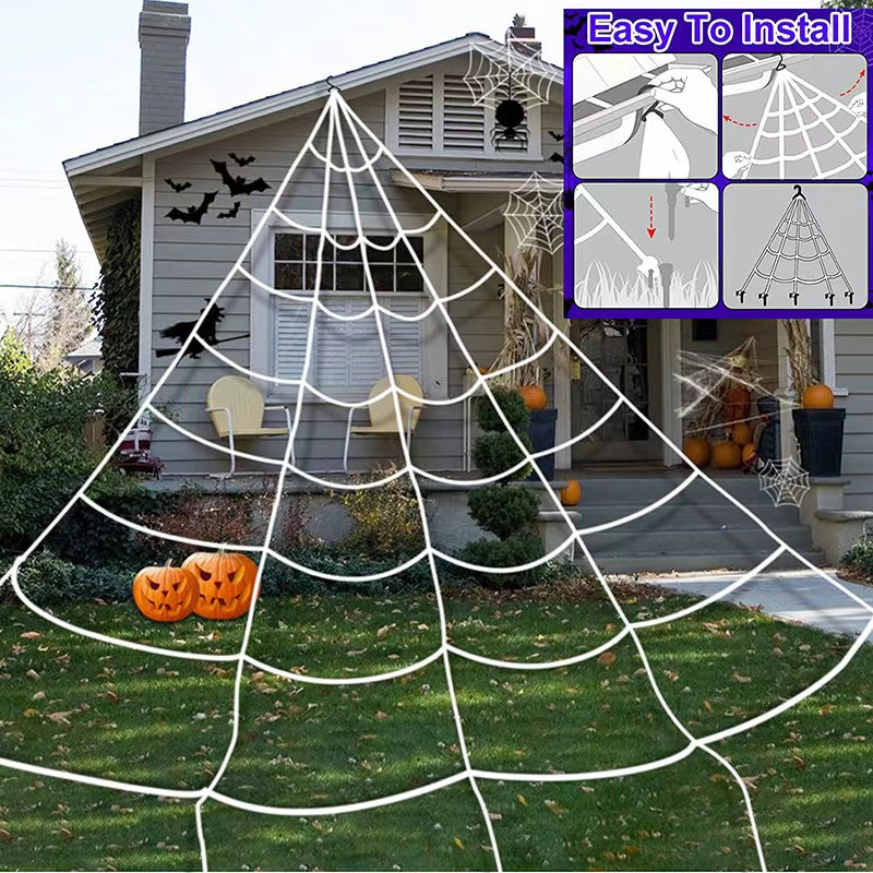 Glowing Purple Halloween Spider Web Decoration
