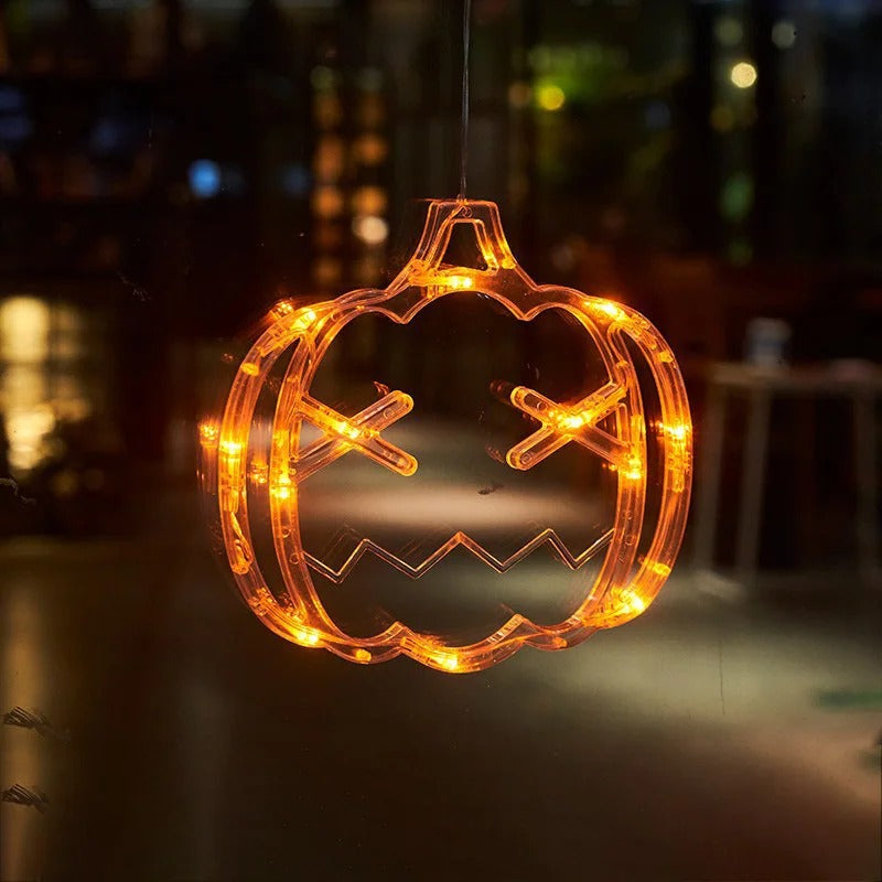 Warm LED Pumpkin Glow Lamp with Suction Cup for Festive Decor