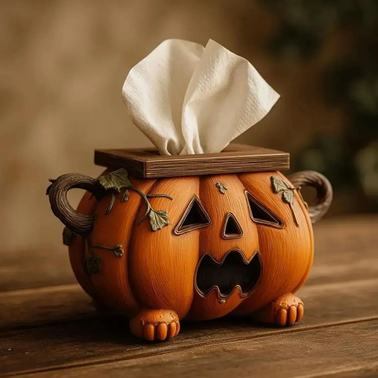Spooky Halloween Pumpkin Tissue Box Decor
