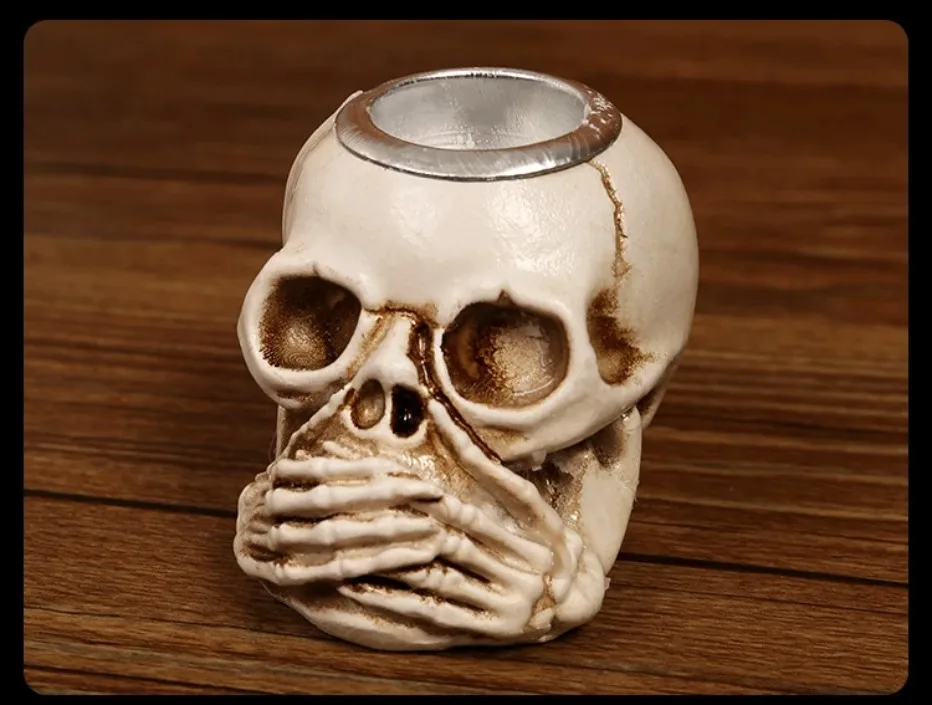 Spooky Skull Candle Holder Set for Halloween Decor