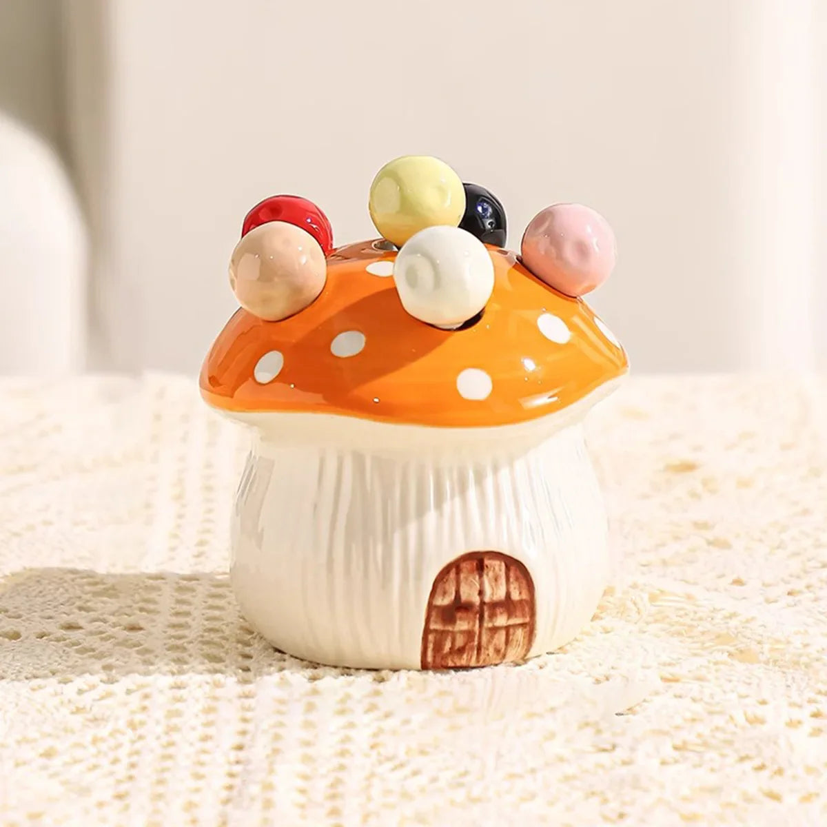 Rustic Handcrafted Mushroom-Shaped Fruit Fork