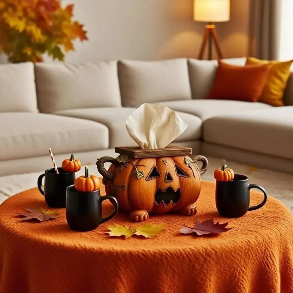 Spooky Halloween Pumpkin Tissue Box Decor