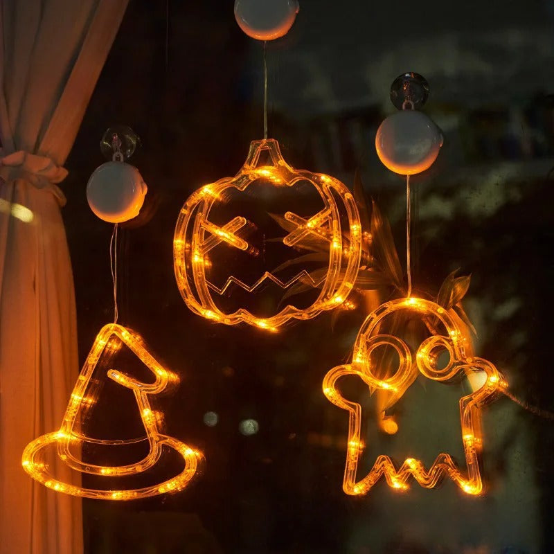 Warm LED Pumpkin Glow Lamp with Suction Cup for Festive Decor