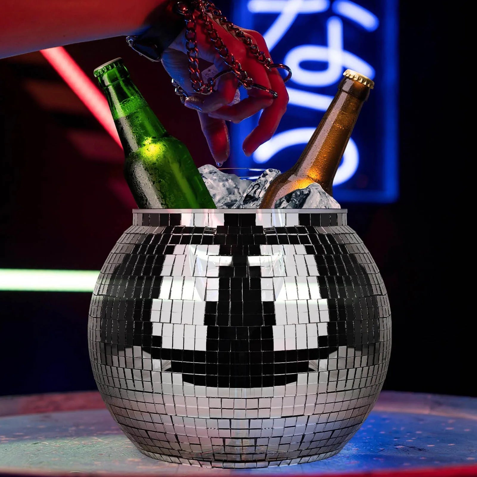 Retro Disco Ball Ice Bucket for Party and Home Bar Decor