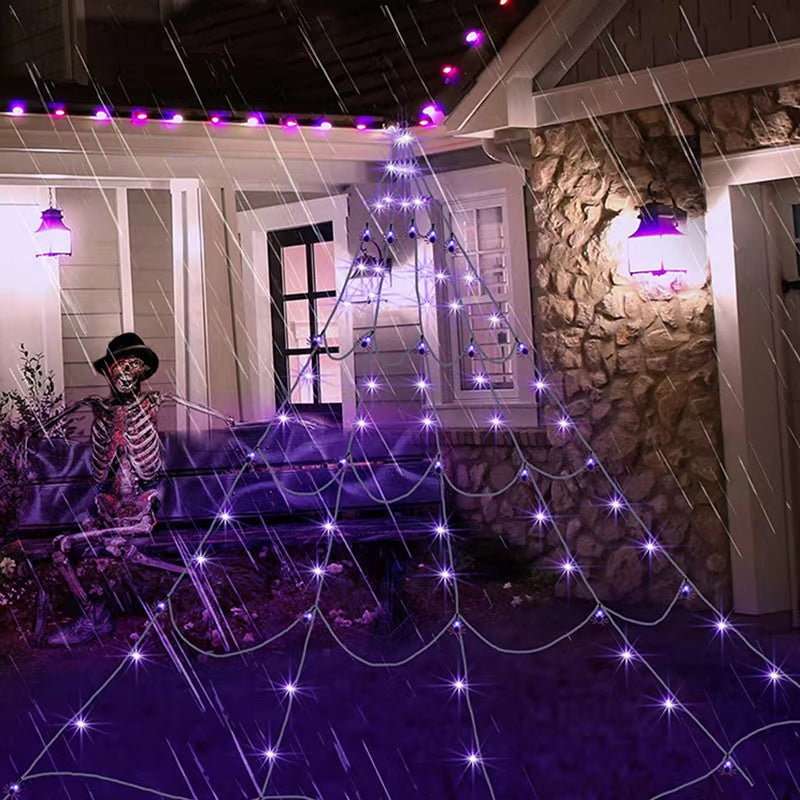 Glowing Purple Halloween Spider Web Decoration