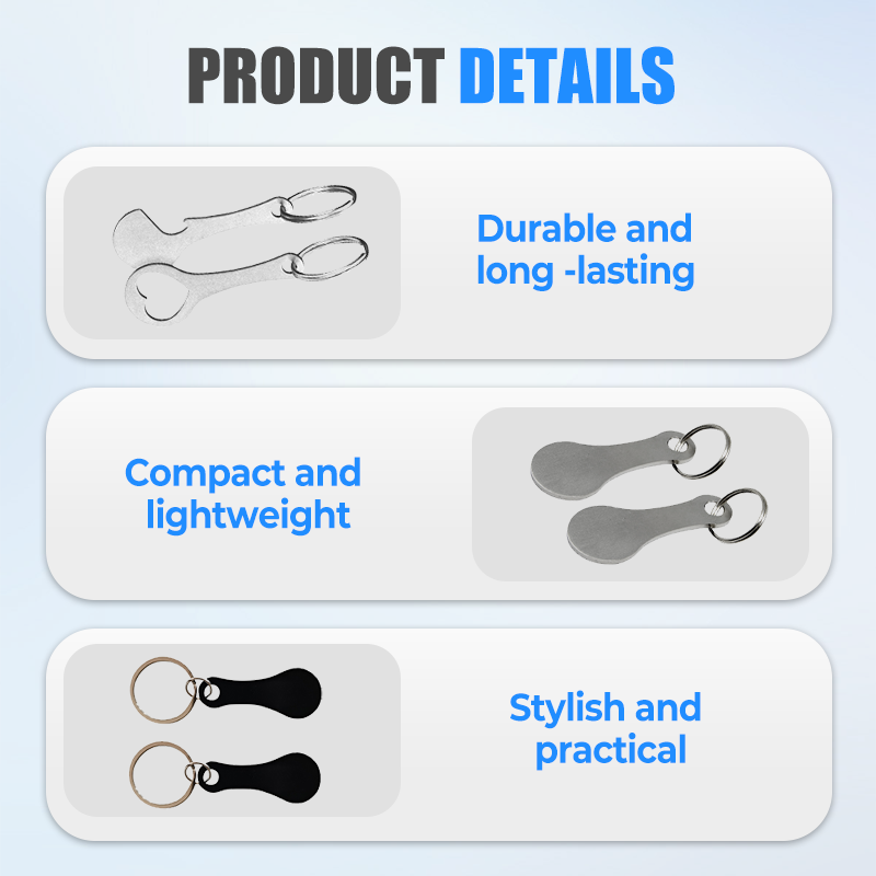 Stainless Steel Shopping Token Keyrings Set