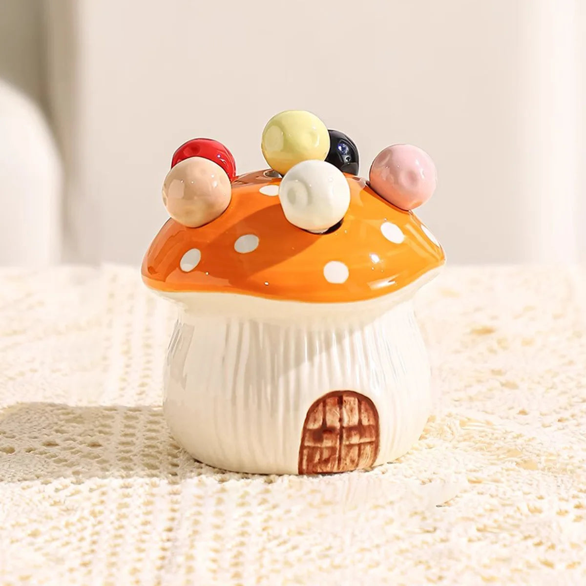 Rustic Handcrafted Mushroom-Shaped Fruit Fork