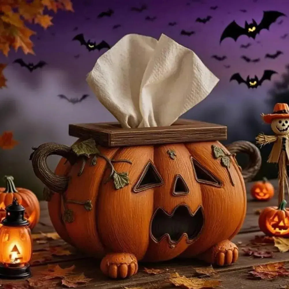 Spooky Halloween Pumpkin Tissue Box Decor