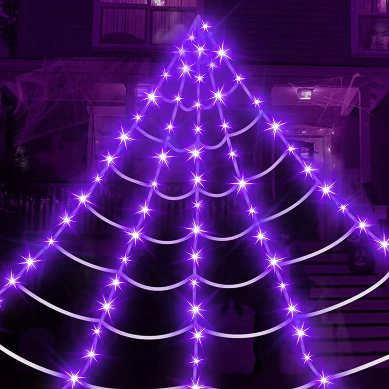 Glowing Purple Halloween Spider Web Decoration
