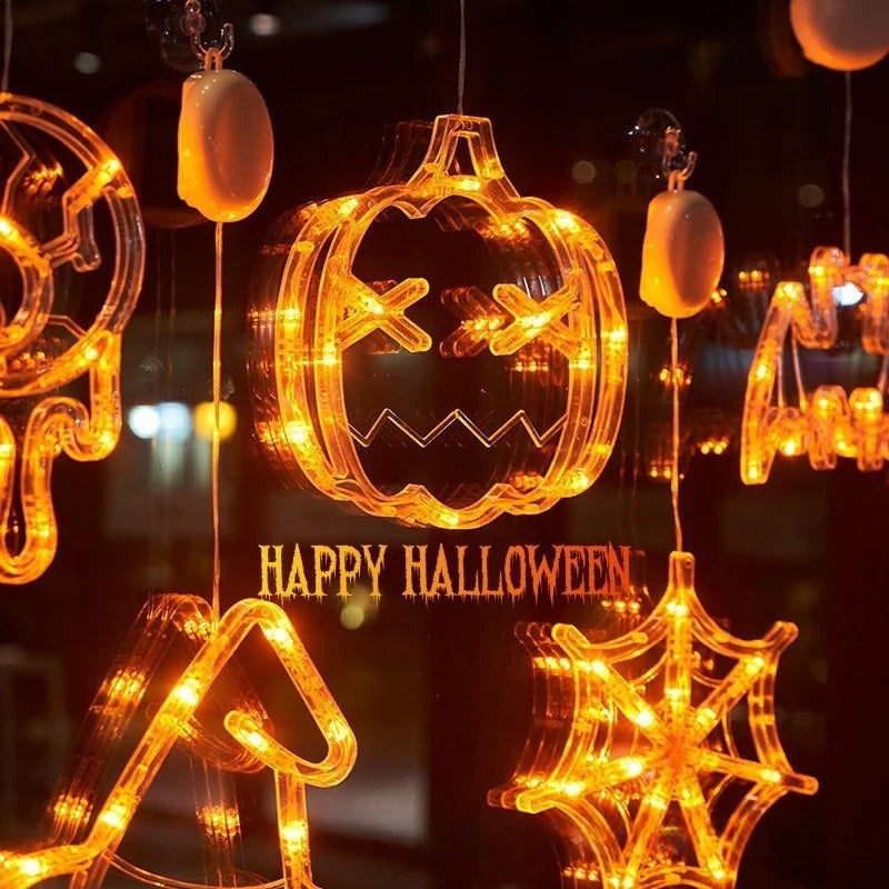 Warm LED Pumpkin Glow Lamp with Suction Cup for Festive Decor