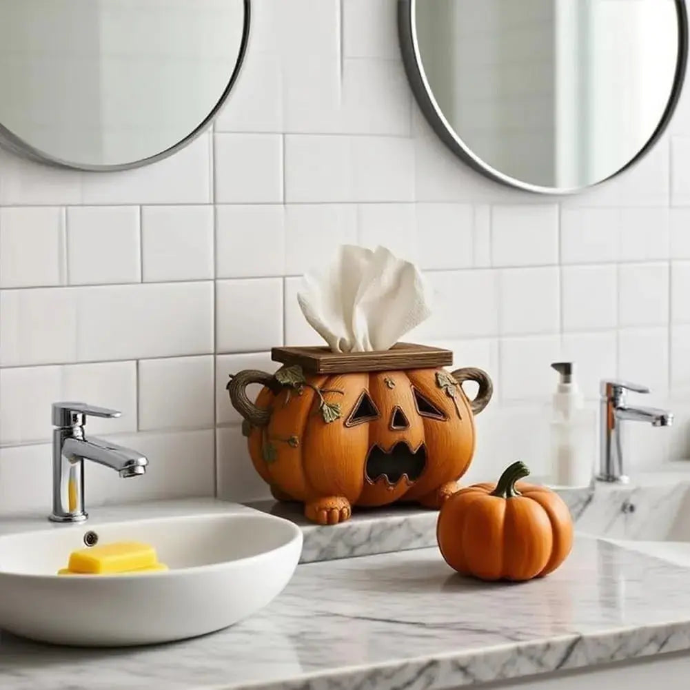 Spooky Halloween Pumpkin Tissue Box Decor