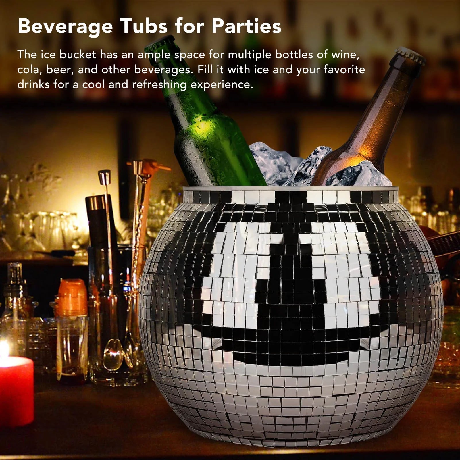 Retro Disco Ball Ice Bucket for Party and Home Bar Decor