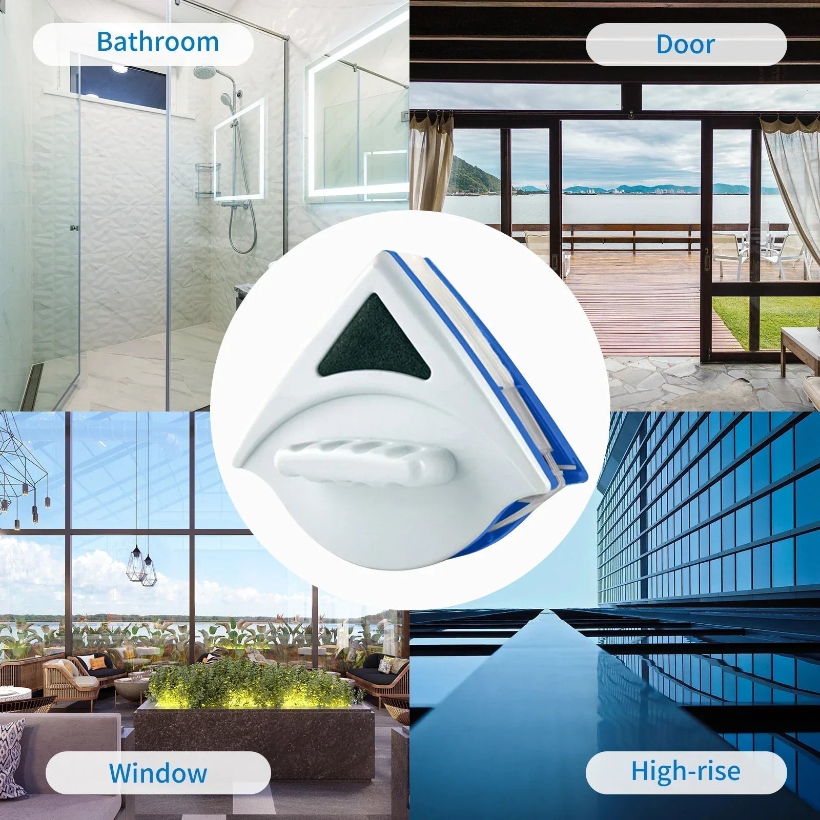 Magnetic Triangular Window Cleaner for Streak-Free Glass