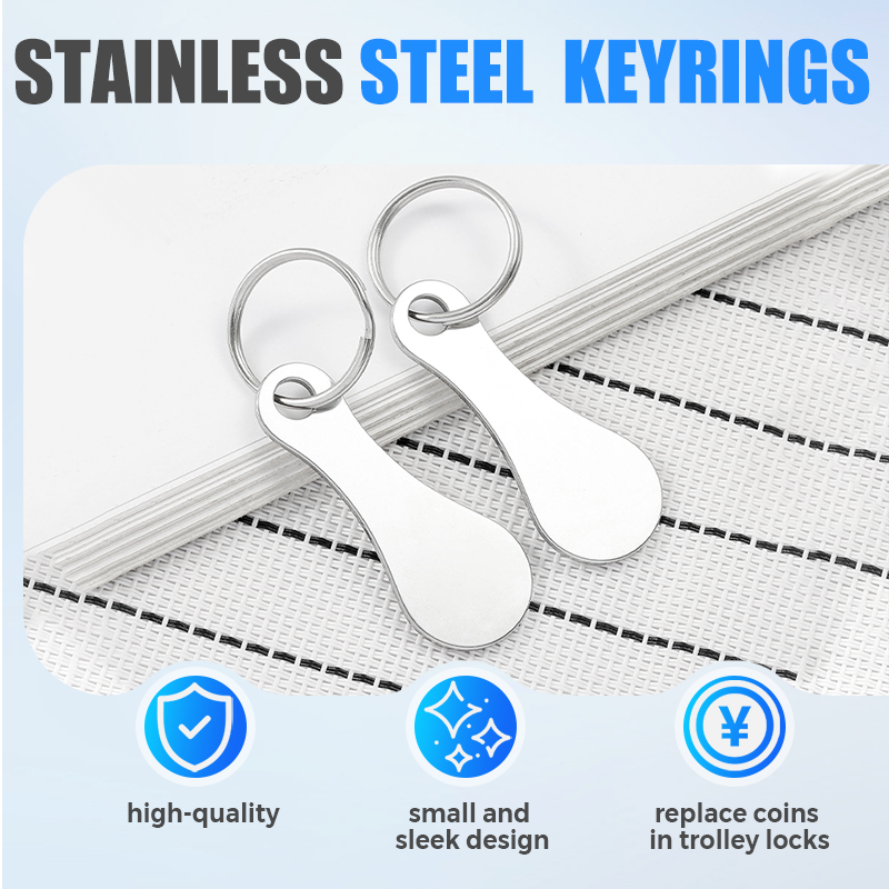 Stainless Steel Shopping Token Keyrings Set