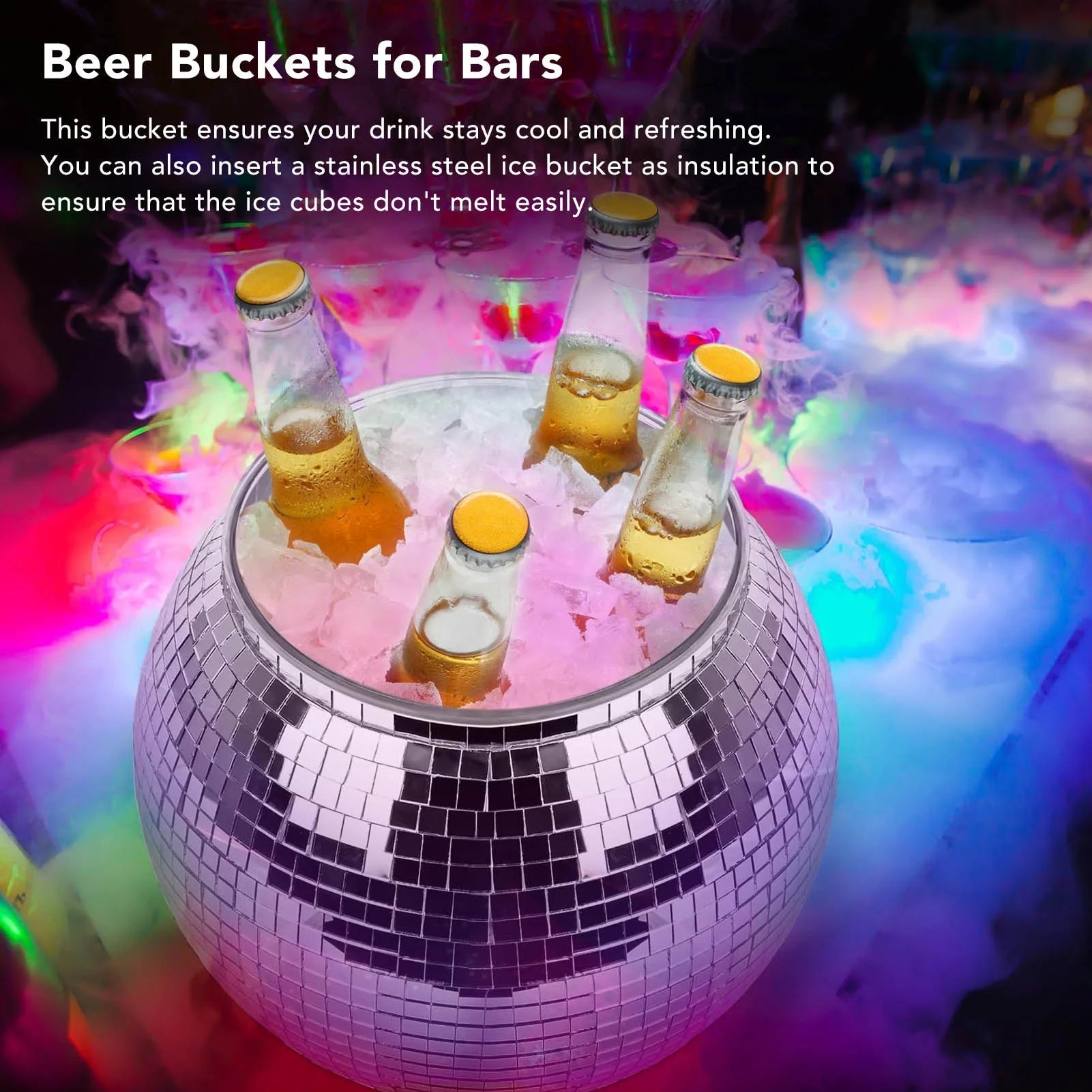 Retro Disco Ball Ice Bucket for Party and Home Bar Decor