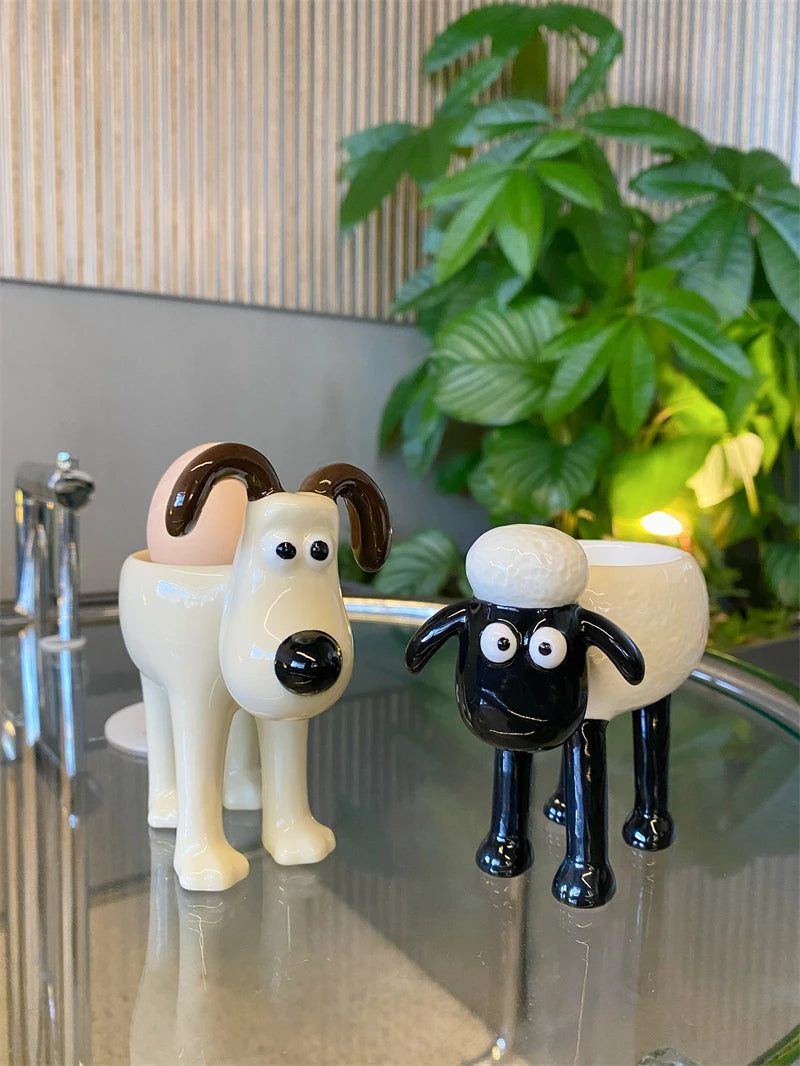 Ceramic Dog-Shaped Egg Holder Decorative Kitchen Organizer